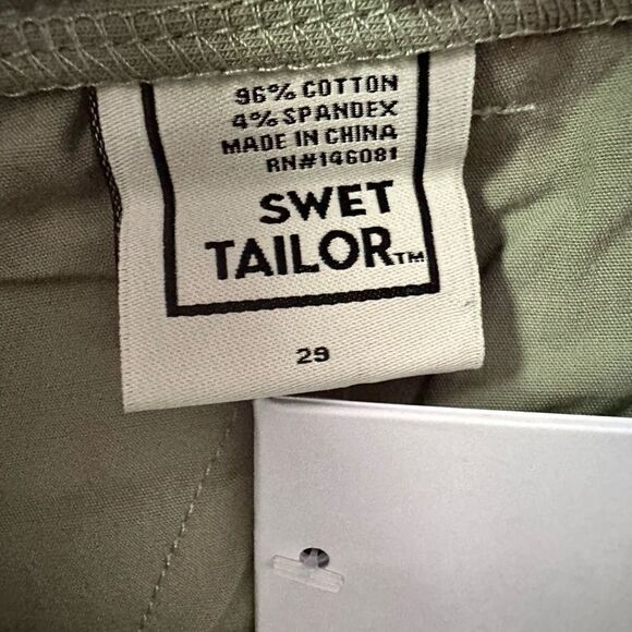 NWT SWET TAILOR Men’s Sage Green 8” Chino Short Regular Fit - Size 29 - Picture 4 of 10